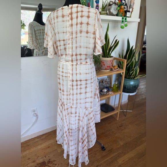 Halogen Women's Print Flutter Sleeve Asymmetric Dress Like New Size L Midi - Picture 4 of 7